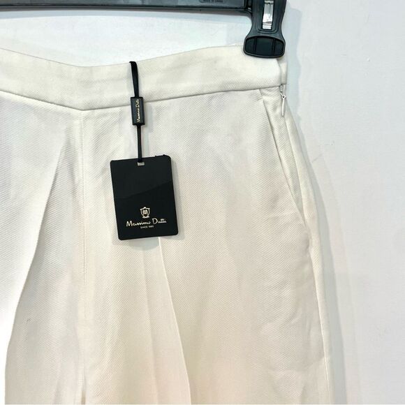 Massimo Dutti White Crisp Palazzo Wide leg High Rise Pants sz 4US - Picture 3 of 12
